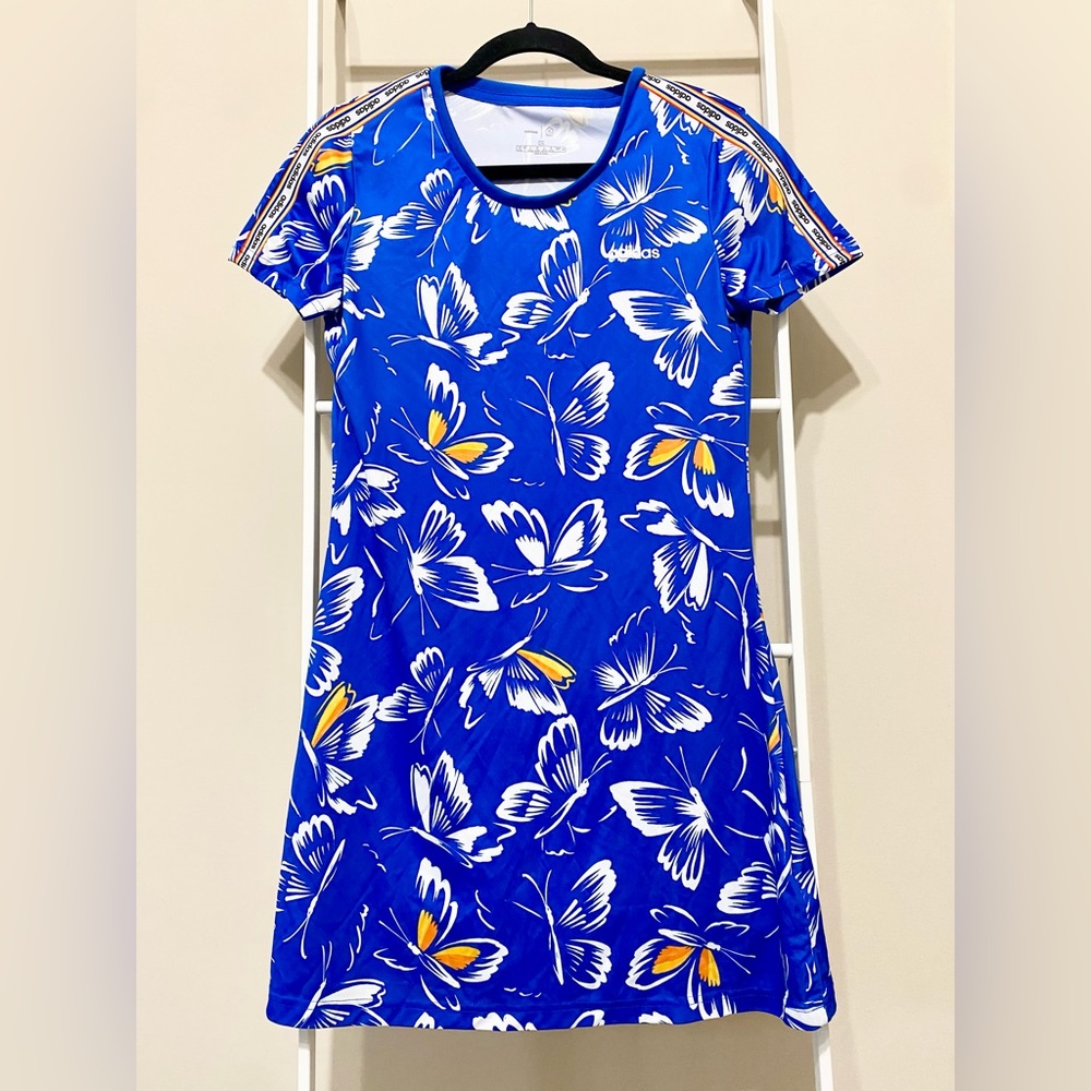 Adidas x Farm Rio Anthropologie Blue Butterfly Athletic Dress
